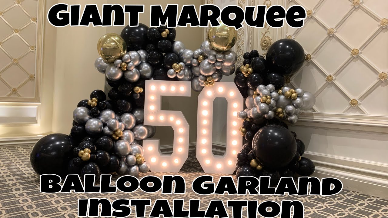 Watch video DIY Marquee lights up and balloon garland installation/Tutorial Now DIY Marquee lights up and balloon garland installation/Tutorial