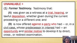 Federal Rules of Evidence (FRE) Rule 804(b)(1) - Former testimony