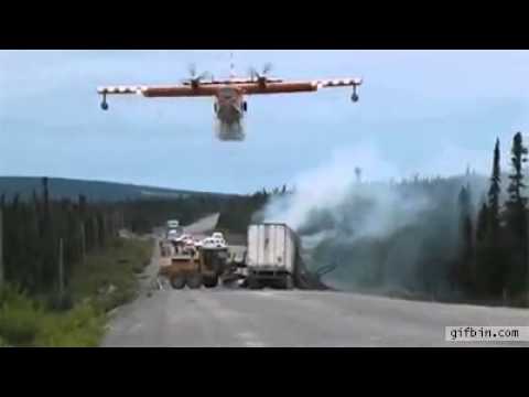 water bomber puts out crash fire