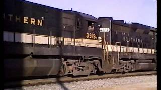 Early NS action with plenty of Southern tuxedos at Hayne Yard. (1990)