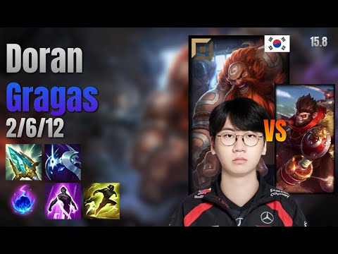 Doran Top Gragas vs Wukong lol KR solo rank Full Game 15.8 | 도란 그라가스 vs 오공