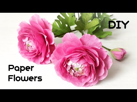 How to Make Ranunculus Paper Flowers🌺10-31#DIYPaperflowercraft#Paperflowertutorial #crepepaperflower