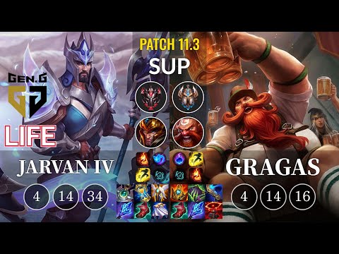 GEN Life Jarvan IV vs Gragas Sup - KR Patch 11.3