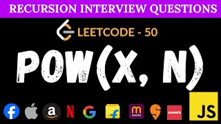 YouTube video 'LeetCode 50: Pow(x, n) | Solve Pow(x, n) Recursively - JavaScript Solution'