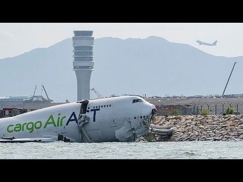Video Thumbnail: Cargo plane skids off Hong Kong runway, killing two airport workers