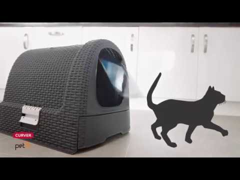 Туалет-домик для котов Curver Cat Litter Box 00615 закрытый с дверцей и фильтром кремовый - фото 5 - id-p66918802