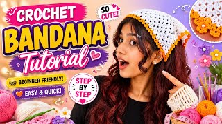 Easy Crochet Bandana Pattern | Perfect for Summer 🌸|Easy & Stylish DIY Crochet Project🧶#fyp #diy