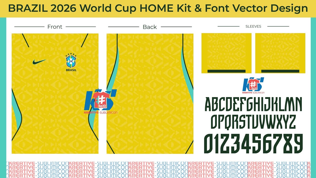 Brazil 2026 World Cup Home Kit & Font Vector Design #brazil2026homekit