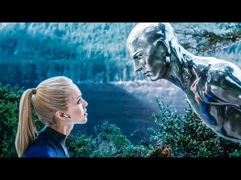 Surfista prateado protegendo mulher invisível | Quarteto Fantástico e o Surfista Prateado