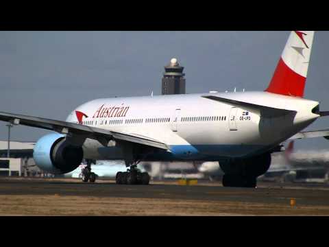Austrian Airlines Boeing 777-200ER Take off at Tokyo (NRT) R/W34L END