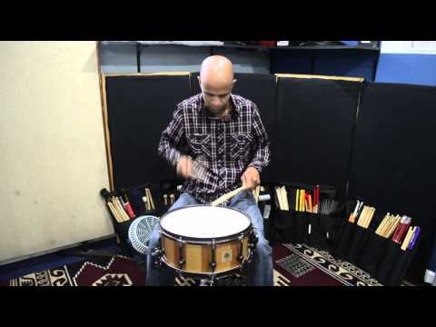 Marcus Finnie demonstrating Ancient Tree Drums' River Reclaimed Cypress Snare drum 2012.mov