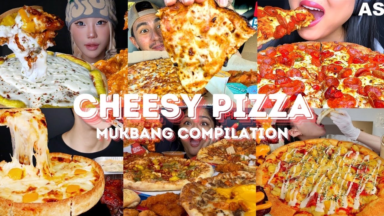 CHEESY PIZZA MUKBANG *ASMR* COMPILATION |  BIG BITES | EATING SOUNDS
