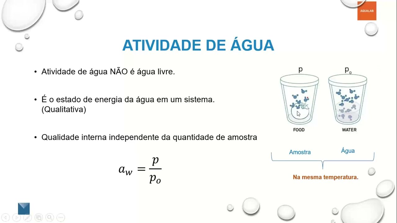 Introdução ao parâmetro de atividade de água aw