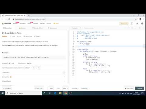 Swap Nodes in Pairs Leetcode Solution | Python
