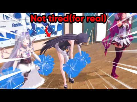 Ina sacrifices her stamina to show us her cheerleading skill Ina sacrifices her stamina to show us her cheerleading skill