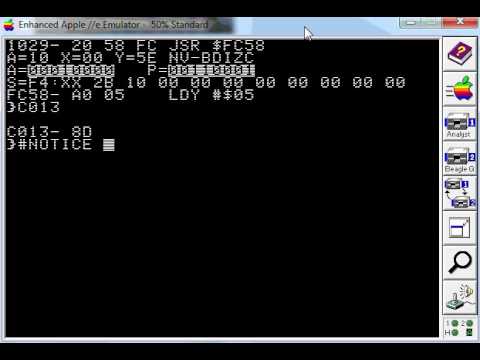 Apple II Analyst debugger traces aux memory