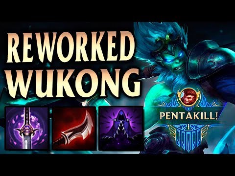 FIRST REWORKED WUKONG PENTA! Full Lethality Mid Wukong! - League of Legends S9