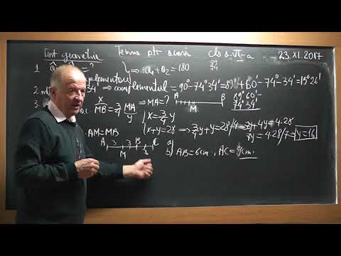 1/2 1640 Clasa 6 - Test de geometrie: Unghiuri adiacente Suplementare Complementare Bisectoare unghi