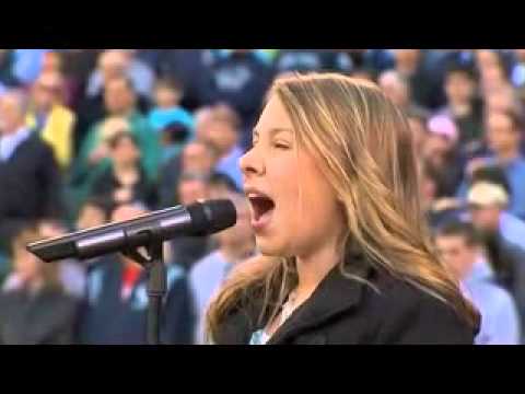 anna graceman sings in stadium - national anthem