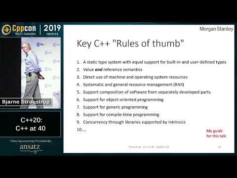 C++20: C++ at 40 - Bjarne Stroustrup - CppCon 2019