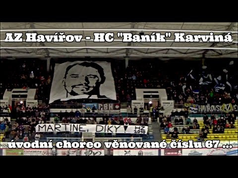 AZ Havířov - HC "Baník" Karviná: Úvodní choreo věnované číslu 67... 29. 12. 2012