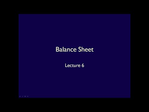 Financial statements - Lecture 6 Balance Sheet (ASPE)