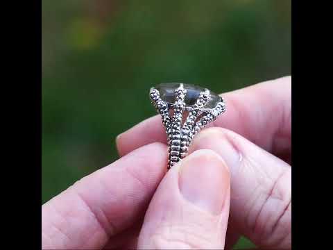 Silver Labradorite Dragon's Claw Ring