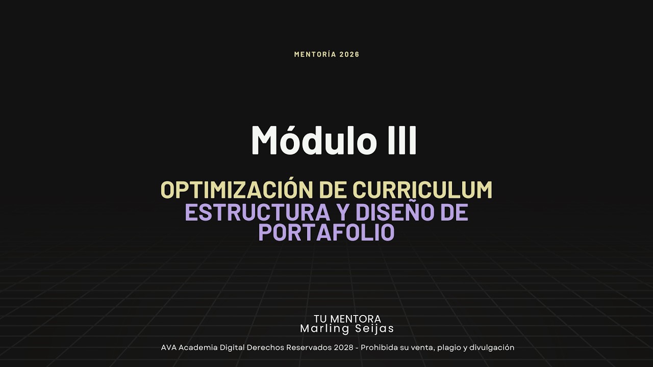 Diseño y Optimización de Curriculum | Estructura y Diseño de Portafolio
