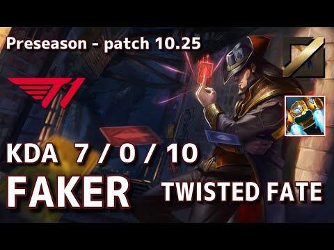 【韓国サーバー/GM】T1 Faker ツイステッドフェイト(Twisted fate) VS アーリ(Ahri) MID - Patch10.25 KR Ranked【LoL】