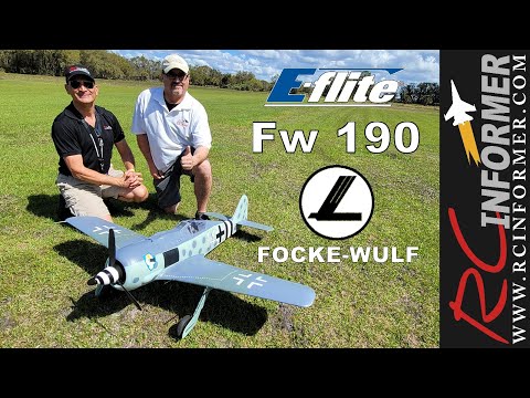 E-Flite FOCKE-WULF Fw 190 1.5m MAIDEN FLIGHT with Pete By: RCINFORMER