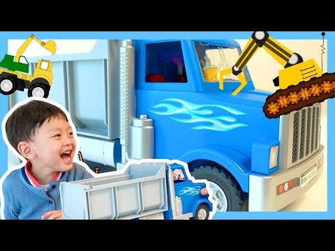 Playmobil dump truck play with dad  아빠와 함께하는 플레이모빌 덤프트럭 놀이 포크레인 놀이