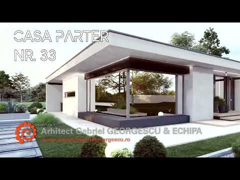 Casa parter 33 – Locuinta minimalista cu living spatios si terasa acoperita