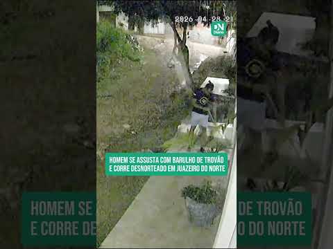 Homem se assusta com barulho de trovão e corre desnorteado em Juazeiro do Norte; veja vídeo