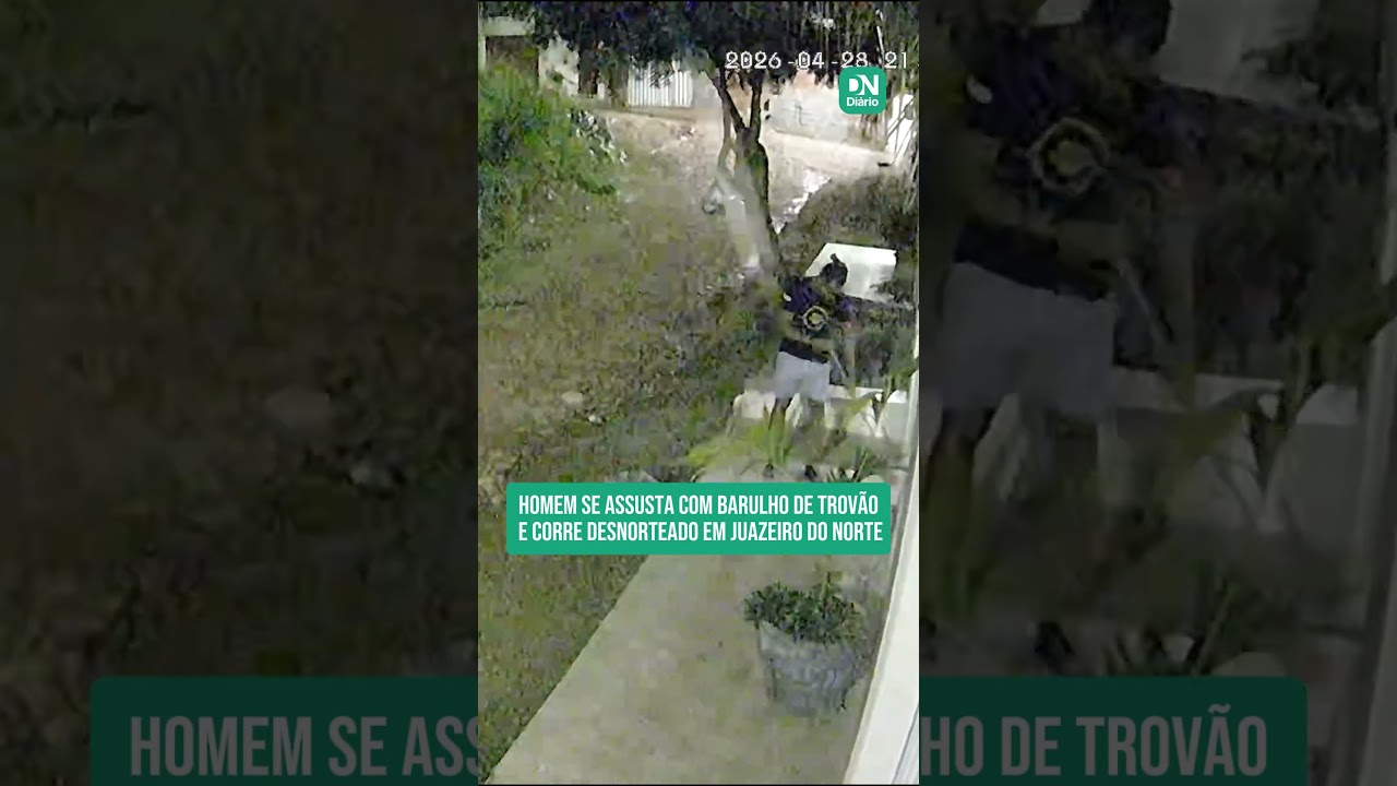 Imagem da notícia Homem se assusta com barulho de trovão e corre desnorteado em Juazeiro do Norte; veja vídeo