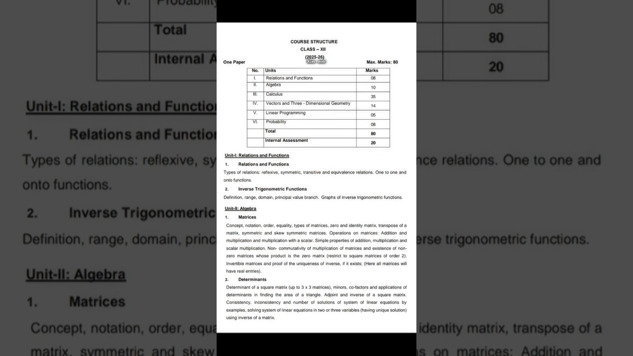Class 12 maths syllabus 2025-26 #class12th #fypviralシ #syllabus #trending #2025 #maths