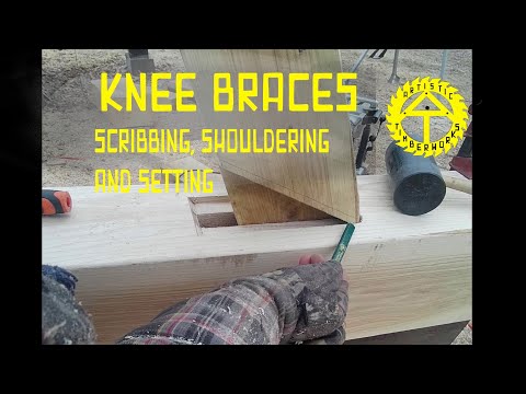 Timber Frame Knee Braces Scribing Shouldering and Setting Tutorial Series (14x8 Deck episode 5)