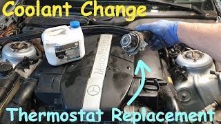 W220 Mercedes S320 Coolant Change and Thermostat Replacement E500 S430