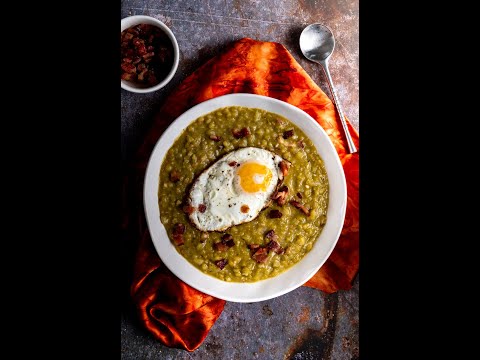 PERUVIAN SPLIT PEA SOUP WITH BACON AND EGG