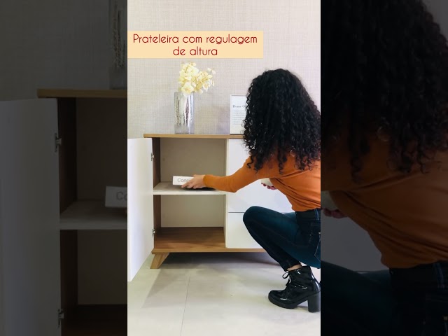 Armário para Escritório Lugano 1 Porta 3 Gavetas Olmo/Branco - Artany Móveis