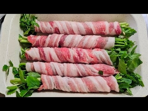 삼겹살과 미나리 이렇게 드세요! 상에 오르자마자 눈 깜짝할 사이에 동이 나요~