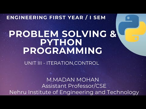 Ge8151 Unitiii Controlflow Functions Problemsolvingandpythonprogramming Iterationcontrol