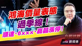 鴻海價量表態過季線！順達、6xxx、嘉晶漲停！｜台股攻略｜劉烱德 (圖)