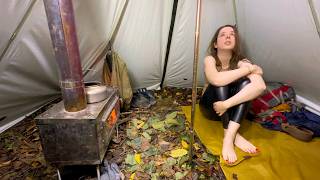 🥇 폭우 속 솔로 핫텐트 캠핑 🌧️ | 비 & 숲 ASMR