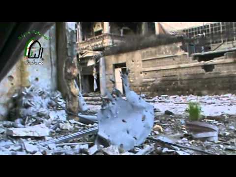 لحظة إستشهاد شيخ المجاهدين أبو الطيب في حي سيف الدولة في مدينة حلب و سحب جثته من تحت نيران القناص