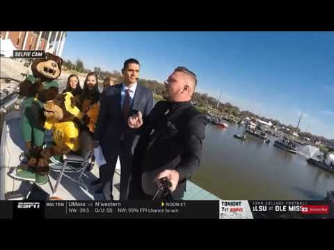 Pat McAfee Surprised Everyone Belly-Flopping Into The Brazos River On ESPN GameDay