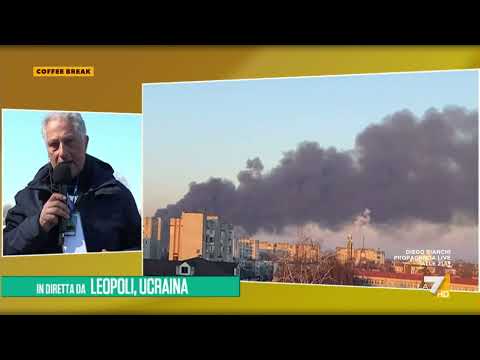 Fabio Angelicchio in diretta da Leopoli: "L'attacco all'aeroporto è un punto di svolta nella ...