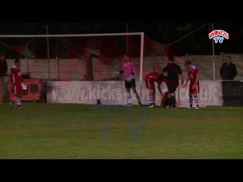 WingsTV Chatham Town vs Welling United Sickening collision between  Football player and goalpost