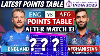 ICC WORLD CUP 2023 LATEST POINTS TABLE AFTER AFG BEAT ENG| WC POINTS TABLE AFTER MATCH 13 ENG VS AFG