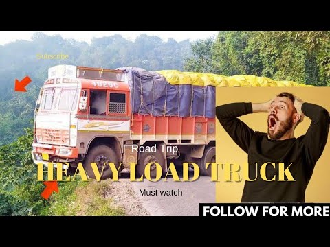 Heavy Loaded Lorry at Full Speed Honking at Crazy Car Driver - Truck Driver Applies Sudden Break