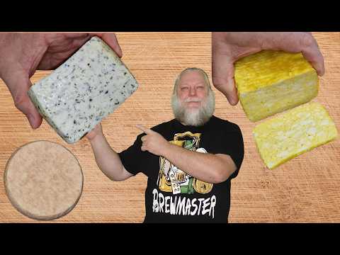 Hausgemachter halbfester Käse, hergestellt ohne Presse aus 18 Litern Milch